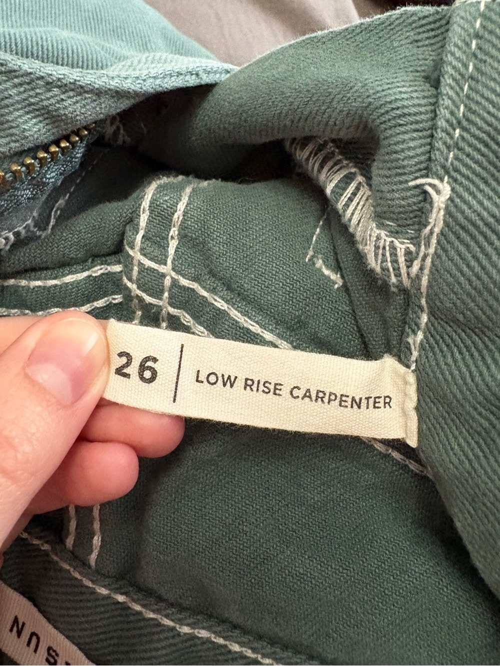 PacSun Low Rise Carpenter Pants Size 26 Green Contrast Stitch - Picture 6 of 8